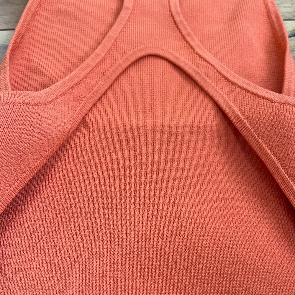 Babaton Aritzia Vibrant Orange Open Racerback Fitted Bodycon Ribbed Midi Dress - Picture 9 of 10